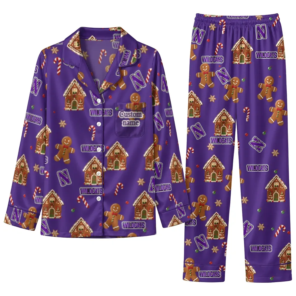 Northwestern Wildcats Long Pajama Set Personalized Candy Scatter Purple Best Selling Northwestern Wildcats Long Pajama Set Personalized Candy Scatter Purple Best Selling