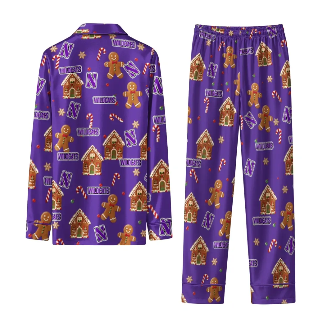 Northwestern Wildcats Long Pajama Set Personalized Candy Scatter Purple Fashion Forward Northwestern Wildcats Long Pajama Set Personalized Candy Scatter Purple Fashion Forward