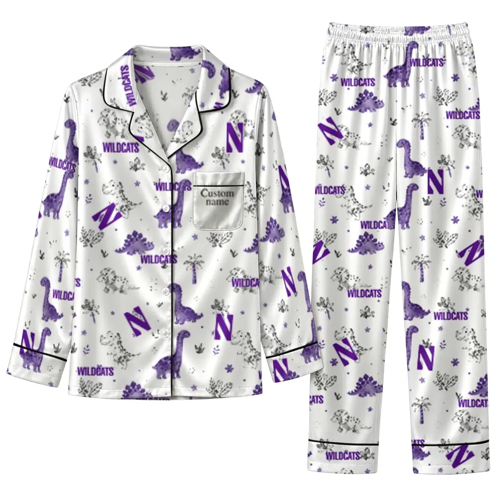Northwestern Wildcats Long Pajama Set Personalized Character Scatter Best Selling Northwestern Wildcats Long Pajama Set Personalized Character Scatter Best Selling