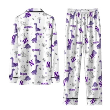 Northwestern Wildcats Long Pajama Set Personalized Character Scatter Fashion Forward