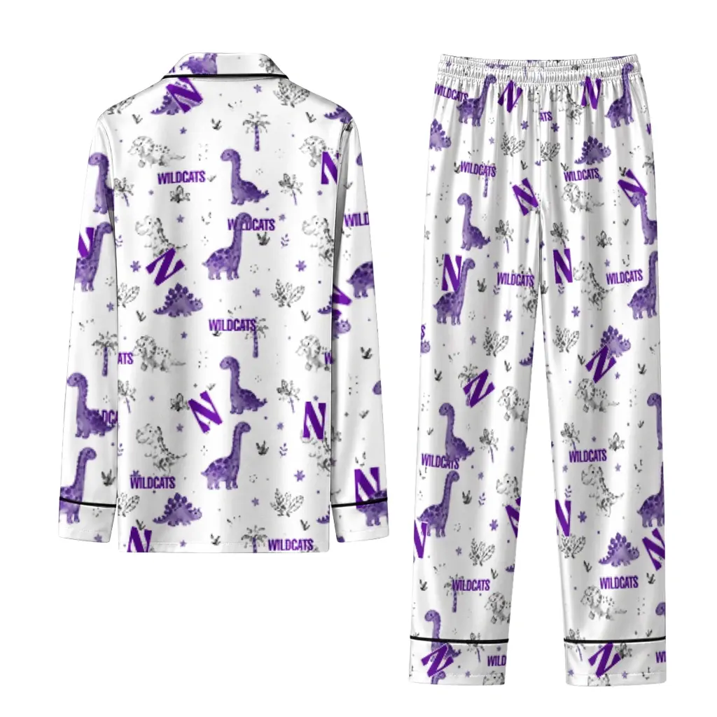 Northwestern Wildcats Long Pajama Set Personalized Character Scatter Fashion Forward Northwestern Wildcats Long Pajama Set Personalized Character Scatter Fashion Forward