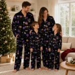 Northwestern Wildcats Long Pajama Set Personalized Icon Confetti Black Best Selling