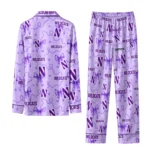 Northwestern Wildcats Long Pajama Set Personalized Ribbon Chains Purple Best Selling