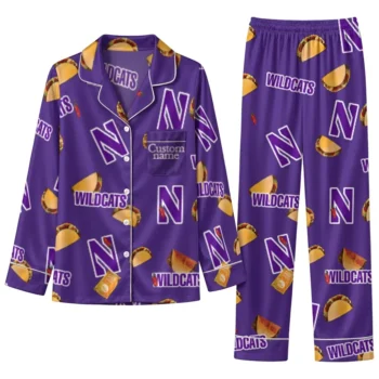 Northwestern Wildcats Long Pajama Set Personalized Snack Scatter Purple Best Selling