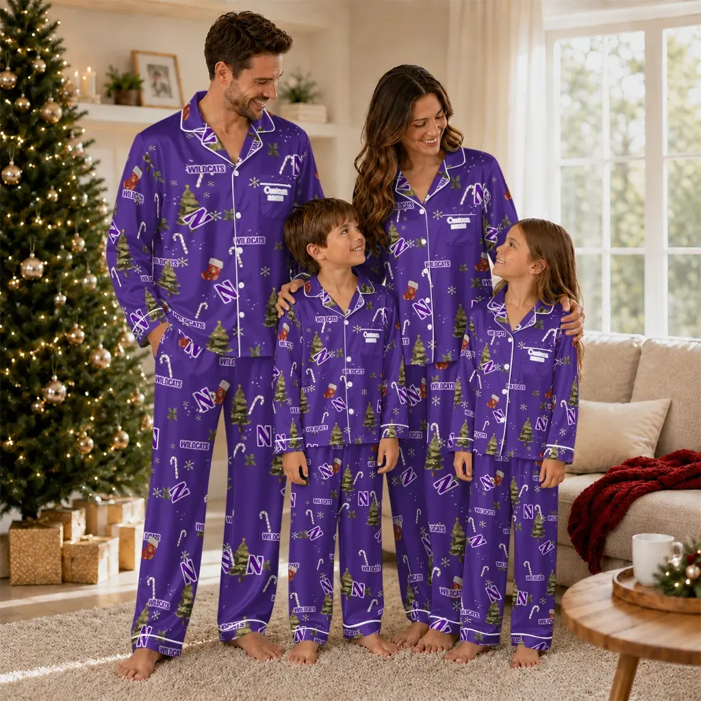 Northwestern Wildcats Long Pajama Set Personalized Sprig Scatter Purple Latest Model Northwestern Wildcats Long Pajama Set Personalized Sprig Scatter Purple Latest Model