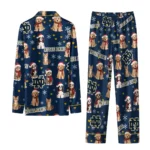 Notre Dame Fighting Irish Long Pajama Set Custom Animal Scatter Navy Best Selling