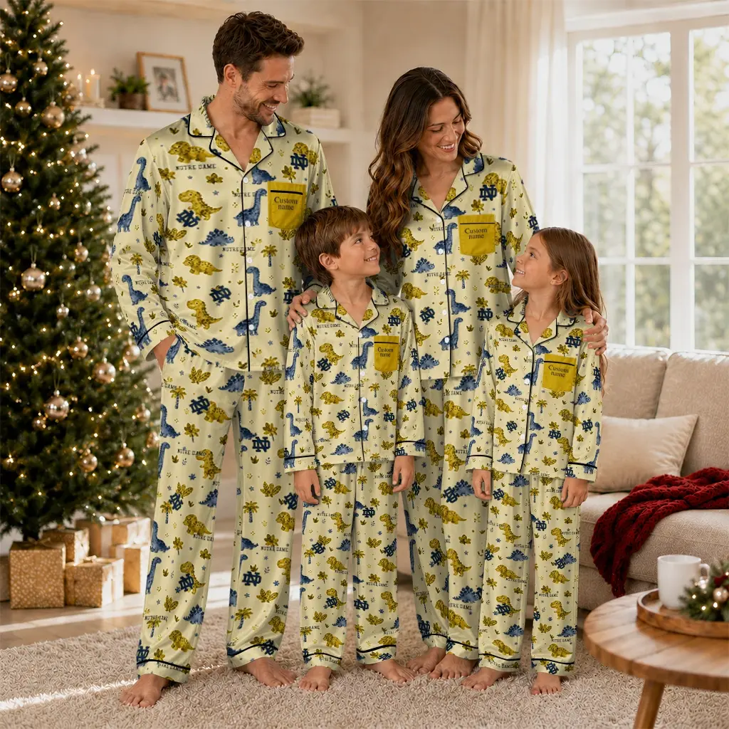 Notre Dame Fighting Irish Long Pajama Set Custom Character Scatter Latest Model Notre Dame Fighting Irish Long Pajama Set Custom Character Scatter Latest Model