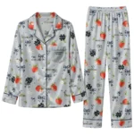 Notre Dame Fighting Irish Long Pajama Set Custom Ribbon Florals Navy Best Selling