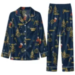 Notre Dame Fighting Irish Long Pajama Set Custom Sprig Scatter Navy Best Selling