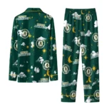 Oakland Athletics Long Pajama Set Custom Cloud Stars Green Best Selling