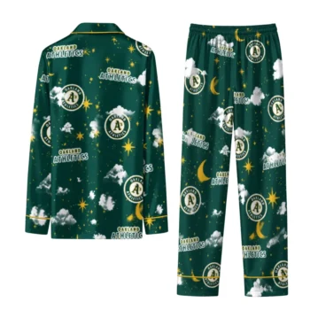 Oakland Athletics Long Pajama Set Custom Cloud Stars Green Fashion Forward