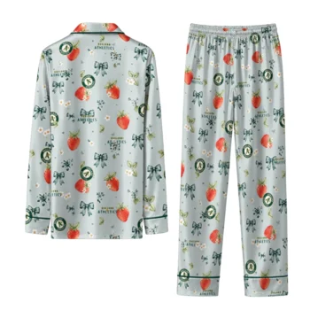 oakland athletics long pajama set custom ribbon florals green fashion forward.webp