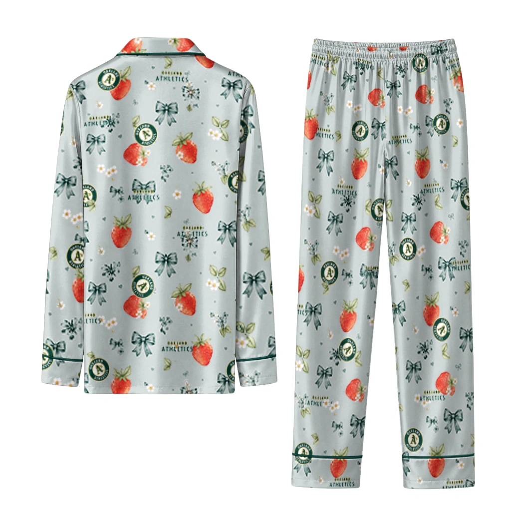 oakland athletics long pajama set custom ribbon florals green fashion forward.webp oakland athletics long pajama set custom ribbon florals green fashion forward.webp