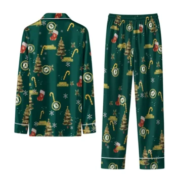 Oakland Athletics Long Pajama Set Custom Sprig Scatter Green Fashion Forward