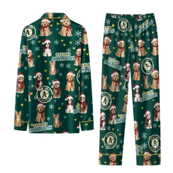 Oakland Athletics Long Pajama Set Customized Animal Scatter Green Fashion Forward