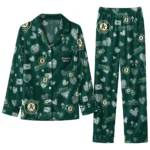 oakland athletics long pajama set customized heart charms green best selling.webp