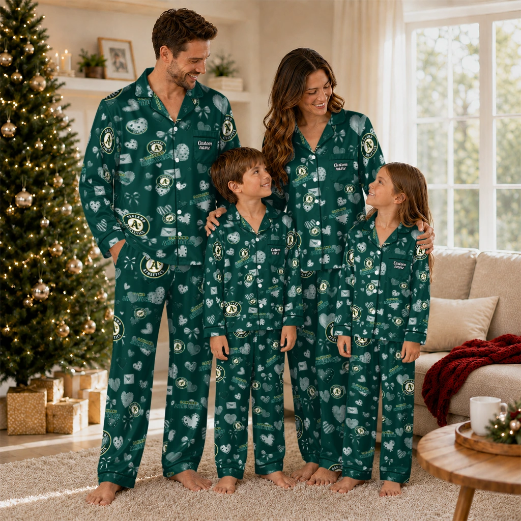 oakland athletics long pajama set customized heart charms green latest model.webp oakland athletics long pajama set customized heart charms green latest model.webp