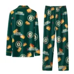 Oakland Athletics Long Pajama Set Personalized Snack Scatter Green Best Selling