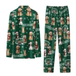 Ohio Bobcats Long Pajama Set Personalized Animal Scatter Green Best Selling