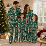 Ohio Bobcats Long Pajama Set Personalized Animal Scatter Green Best Selling