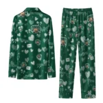 Ohio Bobcats Long Pajama Set Personalized Heart Charms Green Best Selling