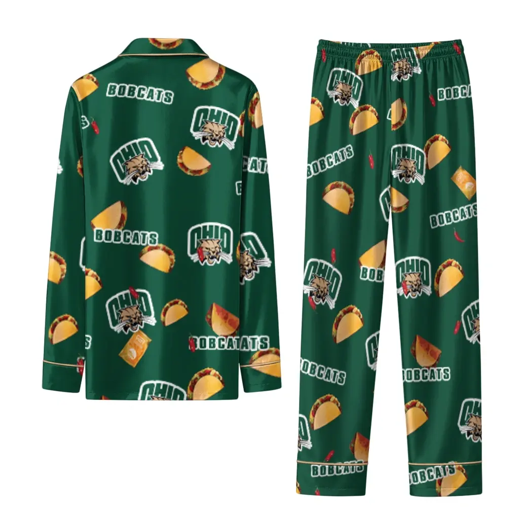 Ohio Bobcats Long Pajama Set Personalized Snack Scatter Green Fashion Forward Ohio Bobcats Long Pajama Set Personalized Snack Scatter Green Fashion Forward