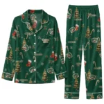 Ohio Bobcats Long Pajama Set Personalized Sprig Scatter Green Best Selling