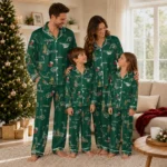 Ohio Bobcats Long Pajama Set Personalized Sprig Scatter Green Best Selling