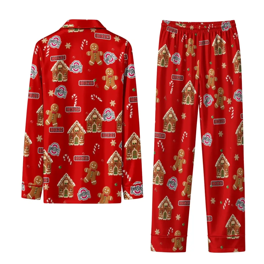 Ohio State Buckeyes Long Pajama Set Customized Candy Scatter Scarlet Fashion Forward Ohio State Buckeyes Long Pajama Set Customized Candy Scatter Scarlet Fashion Forward