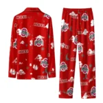 Ohio State Buckeyes Long Pajama Set Customized Cloud Stars Scarlet Best Selling