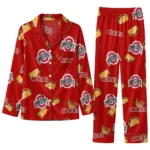 Ohio State Buckeyes Long Pajama Set Customized Snack Scatter Scarlet Best Selling