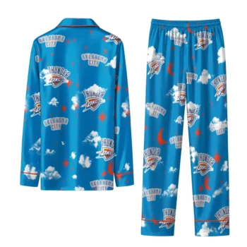 Oklahoma City Thunder Long Pajama Set Custom Cloud Stars Blue Fashion Forward