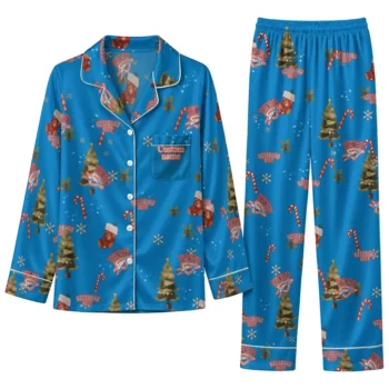 Oklahoma City Thunder Long Pajama Set Custom Sprig Scatter Blue Best Selling