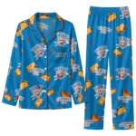 Oklahoma City Thunder Long Pajama Set Personalized Snack Scatter Blue Best Selling