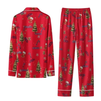 Ole Miss Rebels Long Pajama Set Customized Sprig Scatter Red Fashion Forward