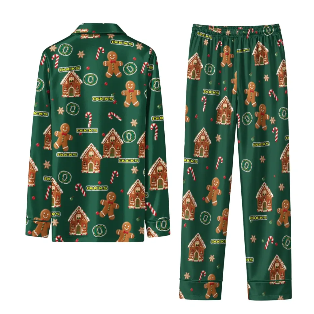 Oregon Ducks Long Pajama Set Customized Candy Scatter Green Fashion Forward Oregon Ducks Long Pajama Set Customized Candy Scatter Green Fashion Forward