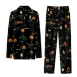 Oregon Ducks Long Pajama Set Customized Icon Confetti Black Best Selling