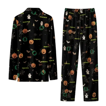 Oregon Ducks Long Pajama Set Customized Icon Confetti Black Fashion Forward