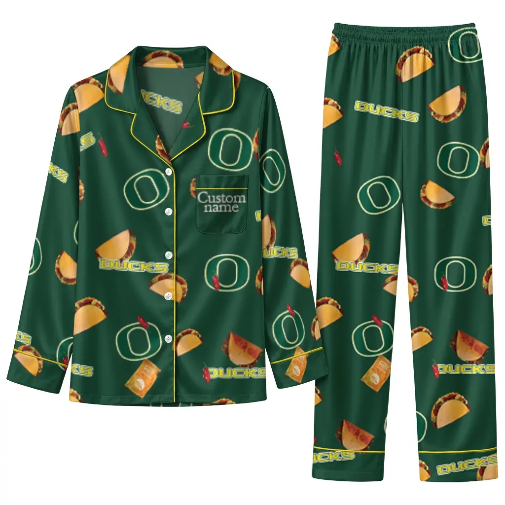 Oregon Ducks Long Pajama Set Customized Snack Scatter Green Best Selling Oregon Ducks Long Pajama Set Customized Snack Scatter Green Best Selling