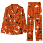 Oregon State Beavers Long Pajama Set Personalized Cloud Stars Orange Best Selling