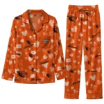 Oregon State Beavers Long Pajama Set Personalized Heart Charms Orange Best Selling
