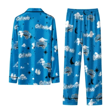Orlando Magic Long Pajama Set Customized Cloud Stars Blue Fashion Forward
