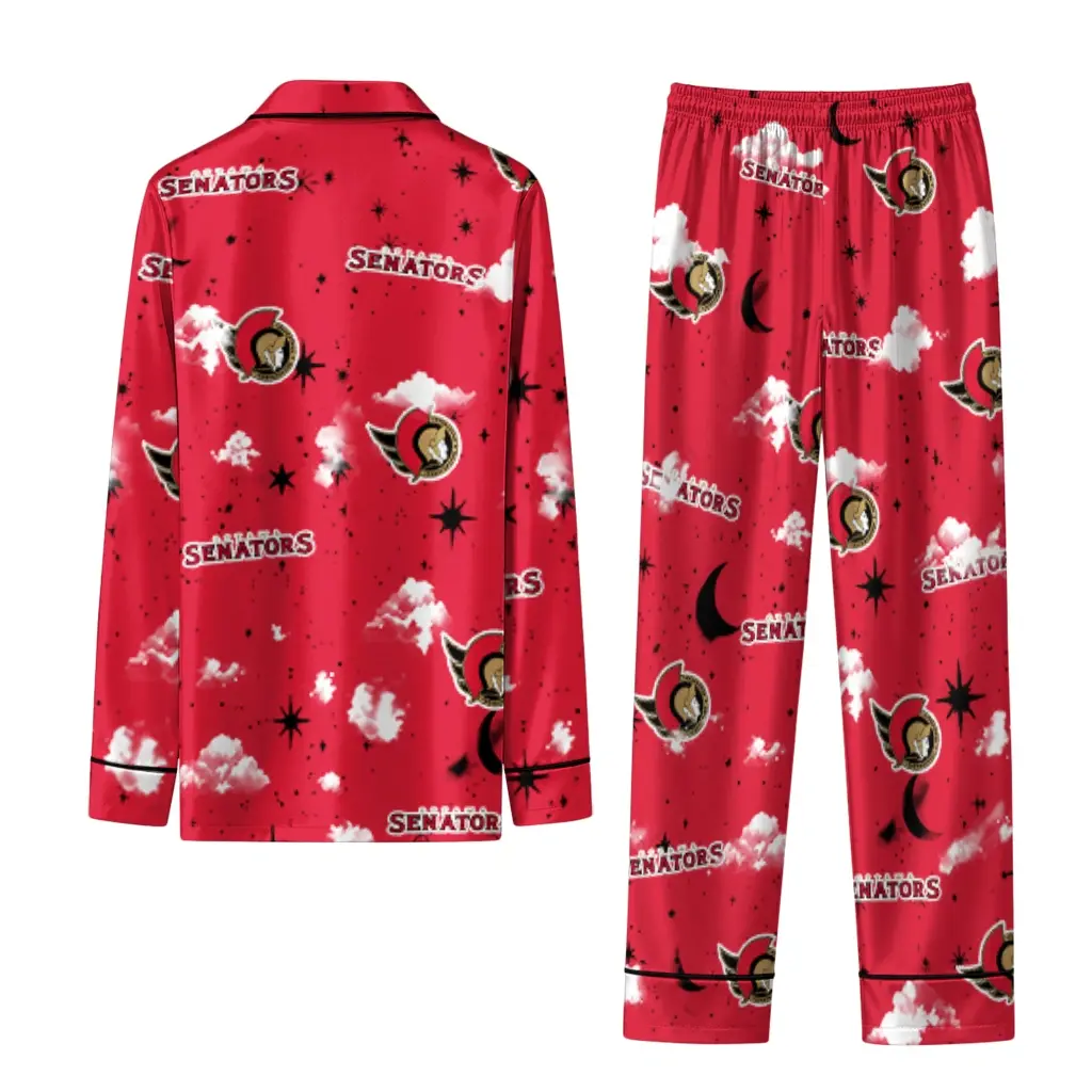 Ottawa Senators Long Pajama Set Custom Cloud Stars Red Fashion Forward Ottawa Senators Long Pajama Set Custom Cloud Stars Red Fashion Forward