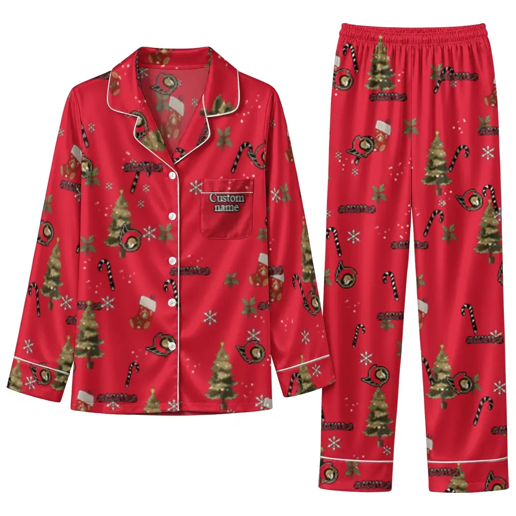Ottawa Senators Long Pajama Set Custom Sprig Scatter Red Best Selling Ottawa Senators Long Pajama Set Custom Sprig Scatter Red Best Selling