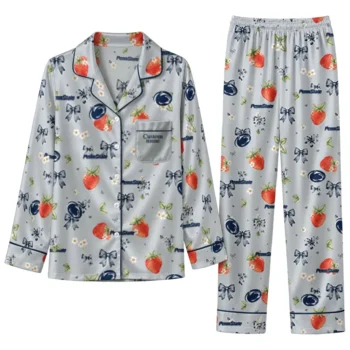 Penn State Nittany Lions Long Pajama Set Personalized Ribbon Florals Blue Best Selling