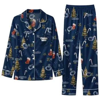 Penn State Nittany Lions Long Pajama Set Personalized Sprig Scatter Blue Best Selling
