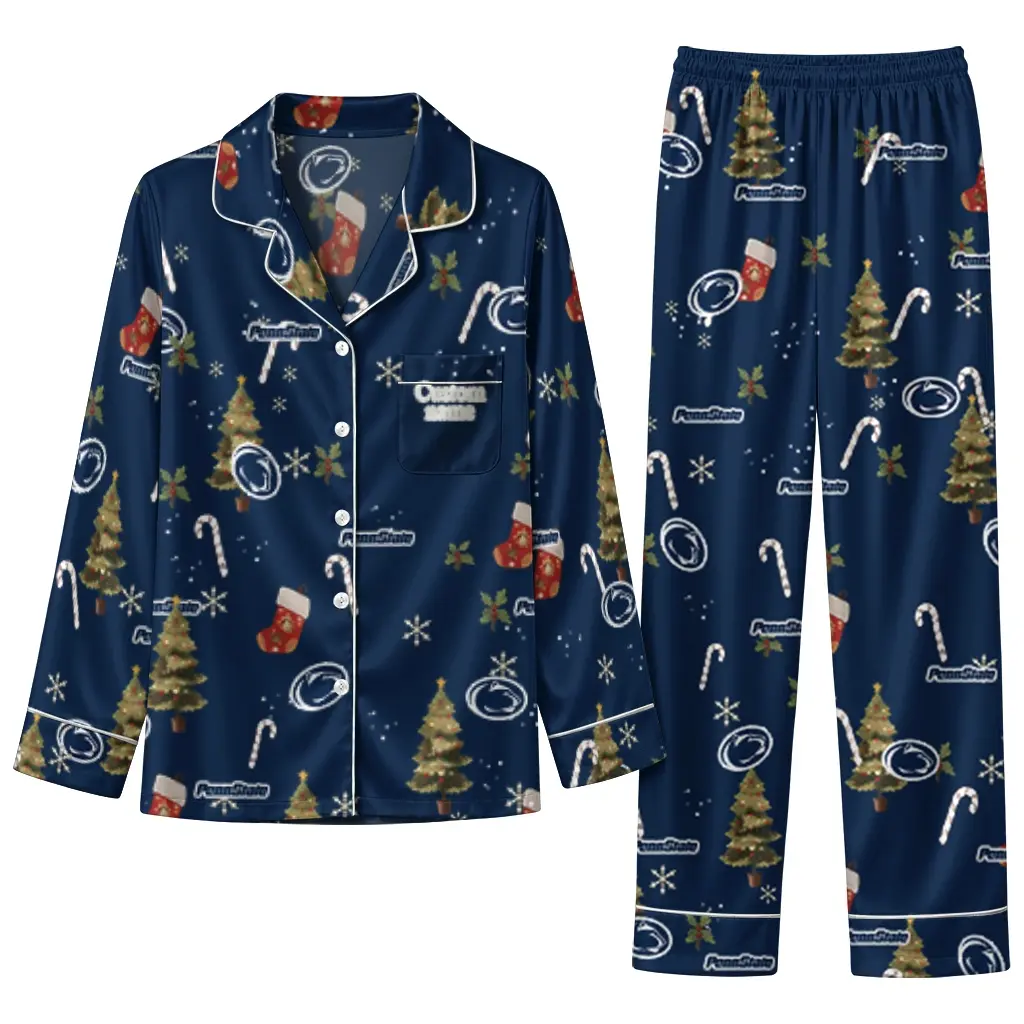 Penn State Nittany Lions Long Pajama Set Personalized Sprig Scatter Blue Best Selling Penn State Nittany Lions Long Pajama Set Personalized Sprig Scatter Blue Best Selling