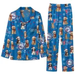 Philadelphia 76ers Long Pajama Set Custom Animal Scatter Blue Best Selling