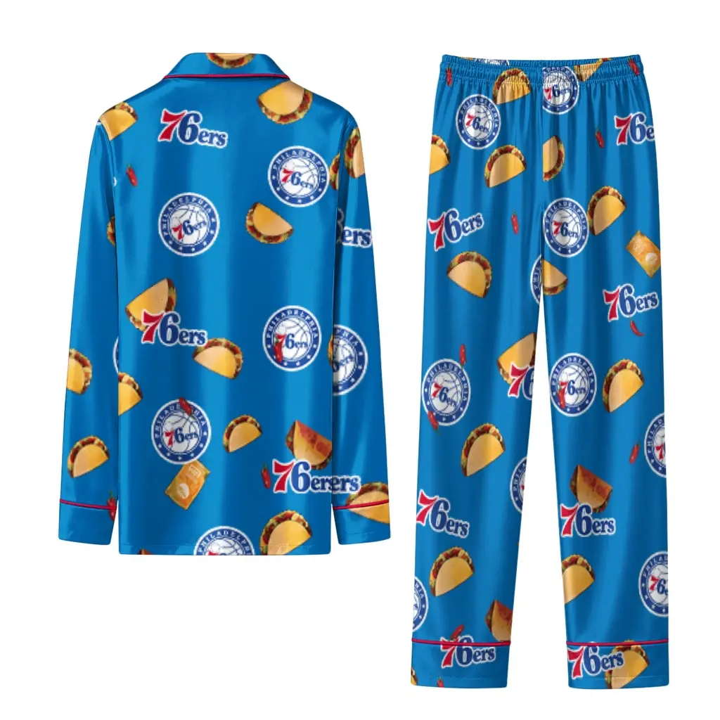 Philadelphia 76ers Long Pajama Set Customized Snack Scatter Blue Fashion Forward Philadelphia 76ers Long Pajama Set Customized Snack Scatter Blue Fashion Forward