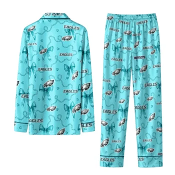 philadelphia eagles long pajama set custom ribbon chains green fashion forward.webp